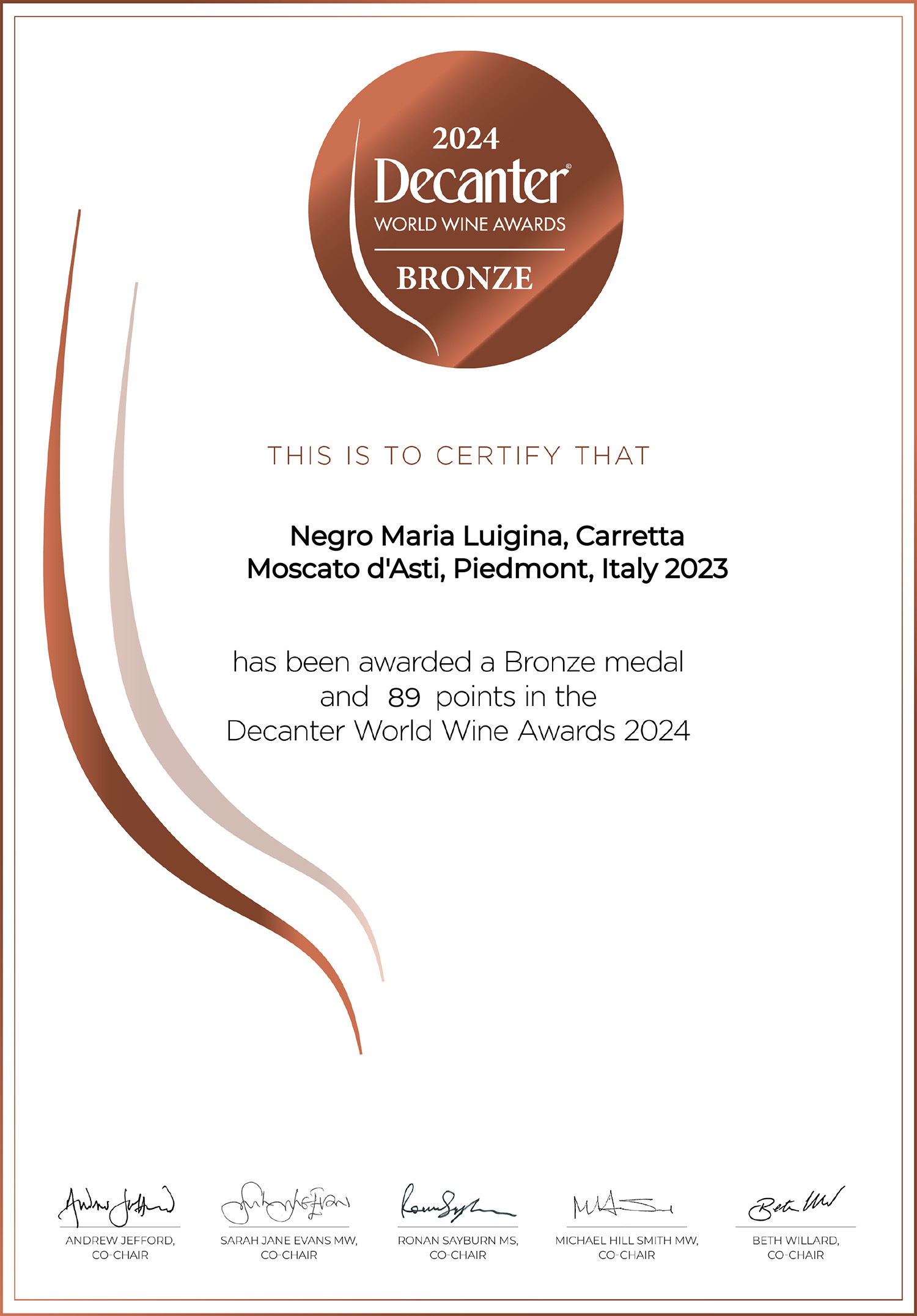 Decanter Bronze 2024 Moscato d'Asti Carretta 2023